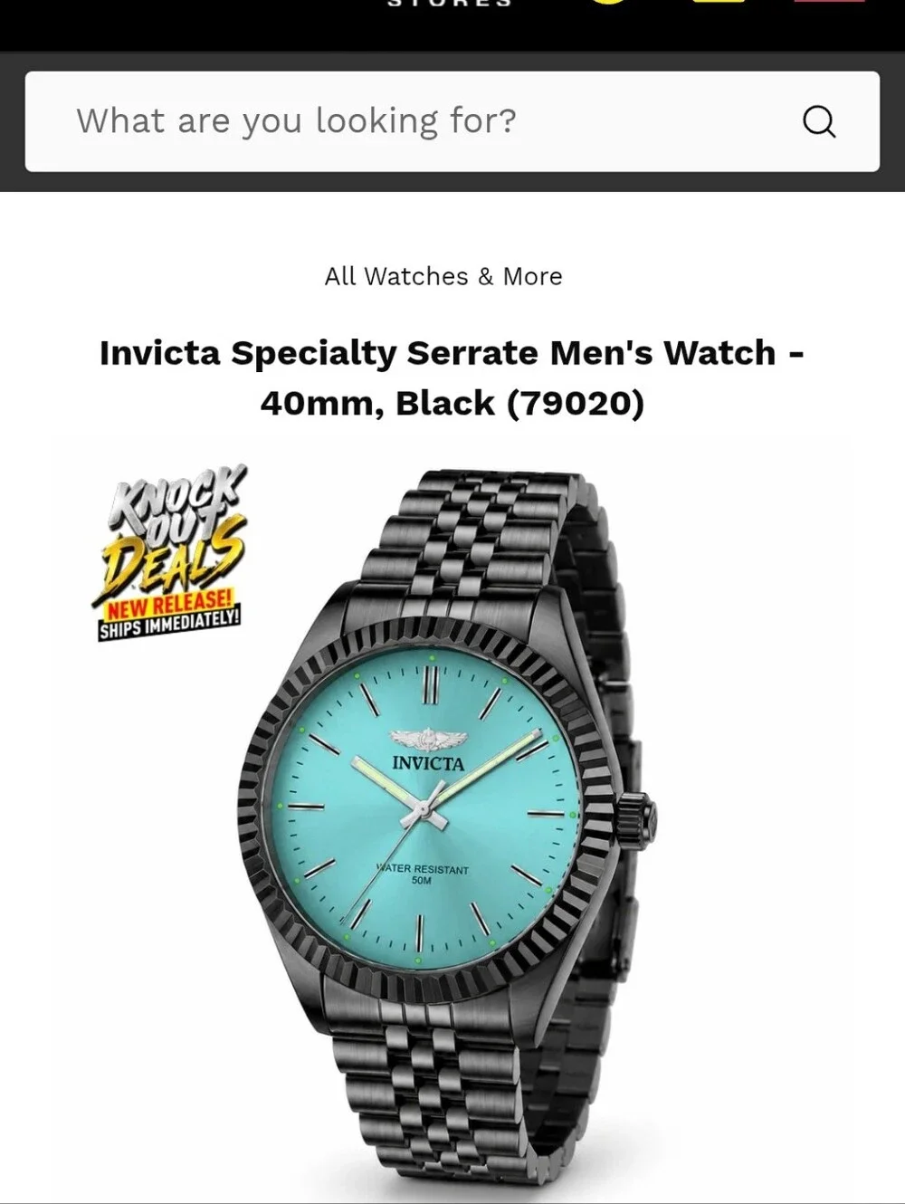 348.  Invicta Specialty Serrate Men's Watch - 40mm, Black (79020)